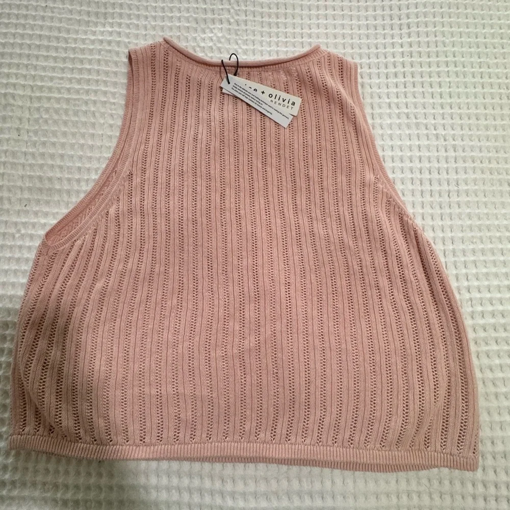 alice + olivia Camara Linen-Blend Tank | Size: Large - Picture 3 of 6
